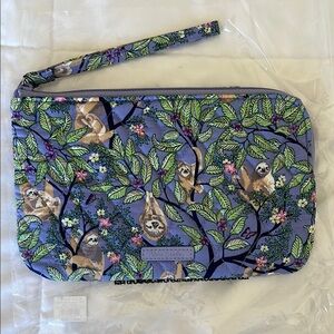 Vera Bradley Purple and Green Sloth Pattern Wristlet